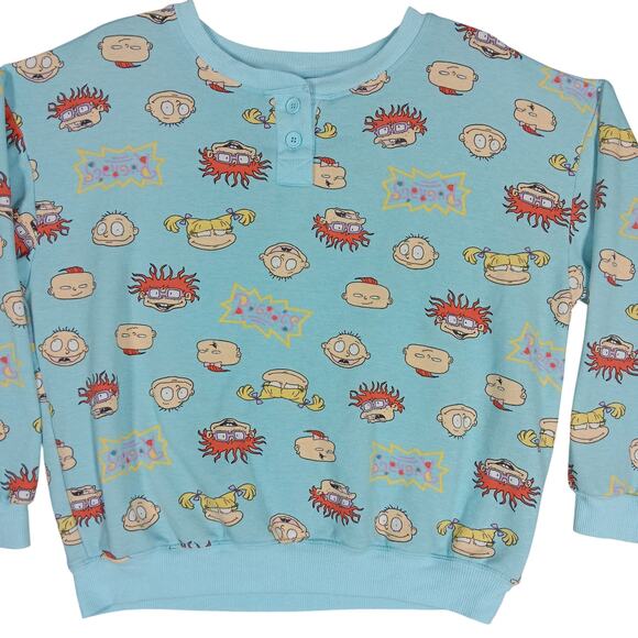Nickelodeon Rugrats Graphic Pajama Sweatshirt Size L 12-14 Light Blue Long Sleev - Picture 3 of 9